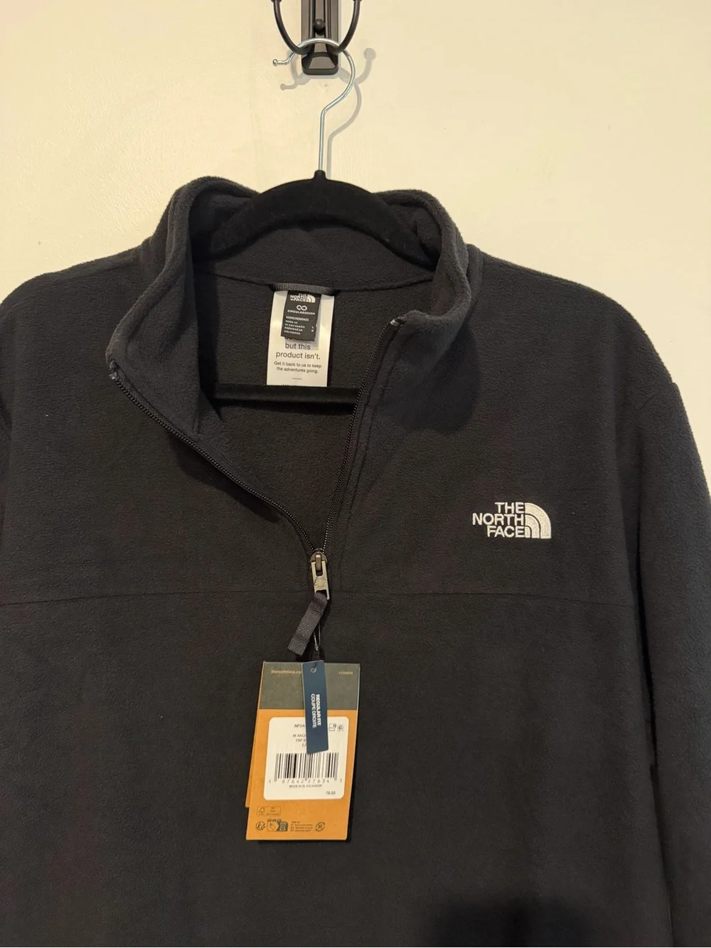 NWT The North Face Men's Anchor Black Quarter-Zip Fleece Pullover Size Large